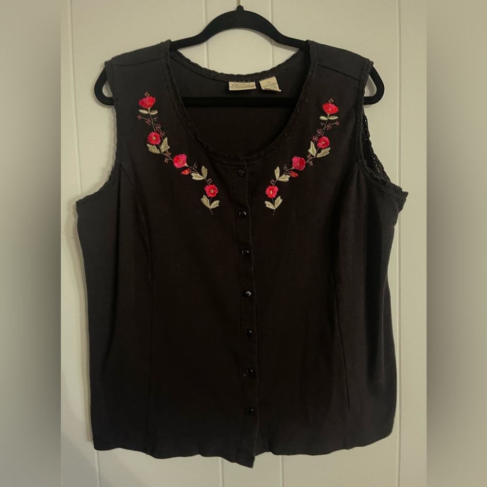 100% Cotton Knit Button Up Tank